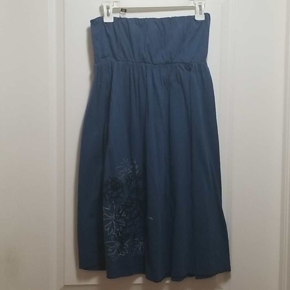 Embroidered tube top dress
